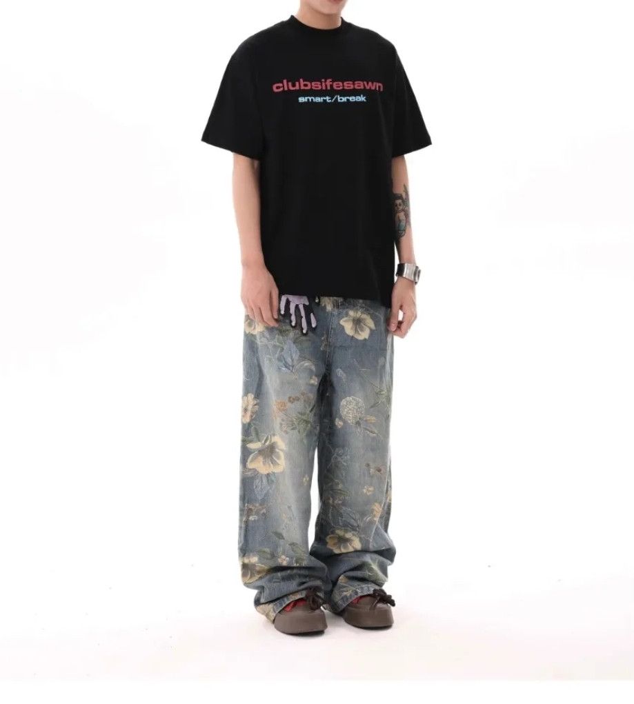 Japanese Brand × Jean Floral Prints Y2K Jeans Street Beast Size US 30 / EU 46 - 1 Thumbnail