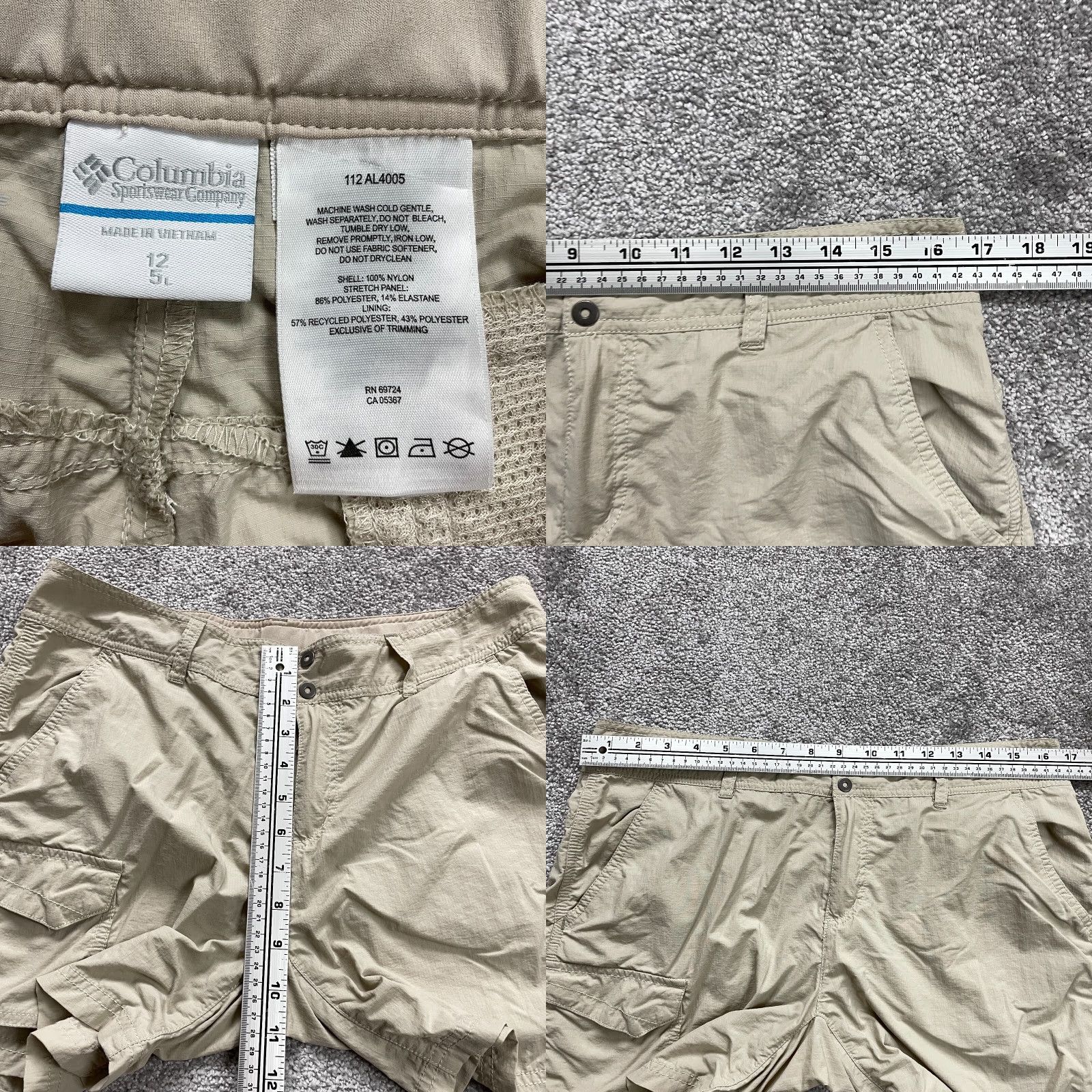 Vintage VINTAGE Columbia Cargo Shorts Womens 12 Brown Nylon Zip Pockets Snap Active Outdoor Fish Size 34" / US 12 / IT 48 - 8 Thumbnail