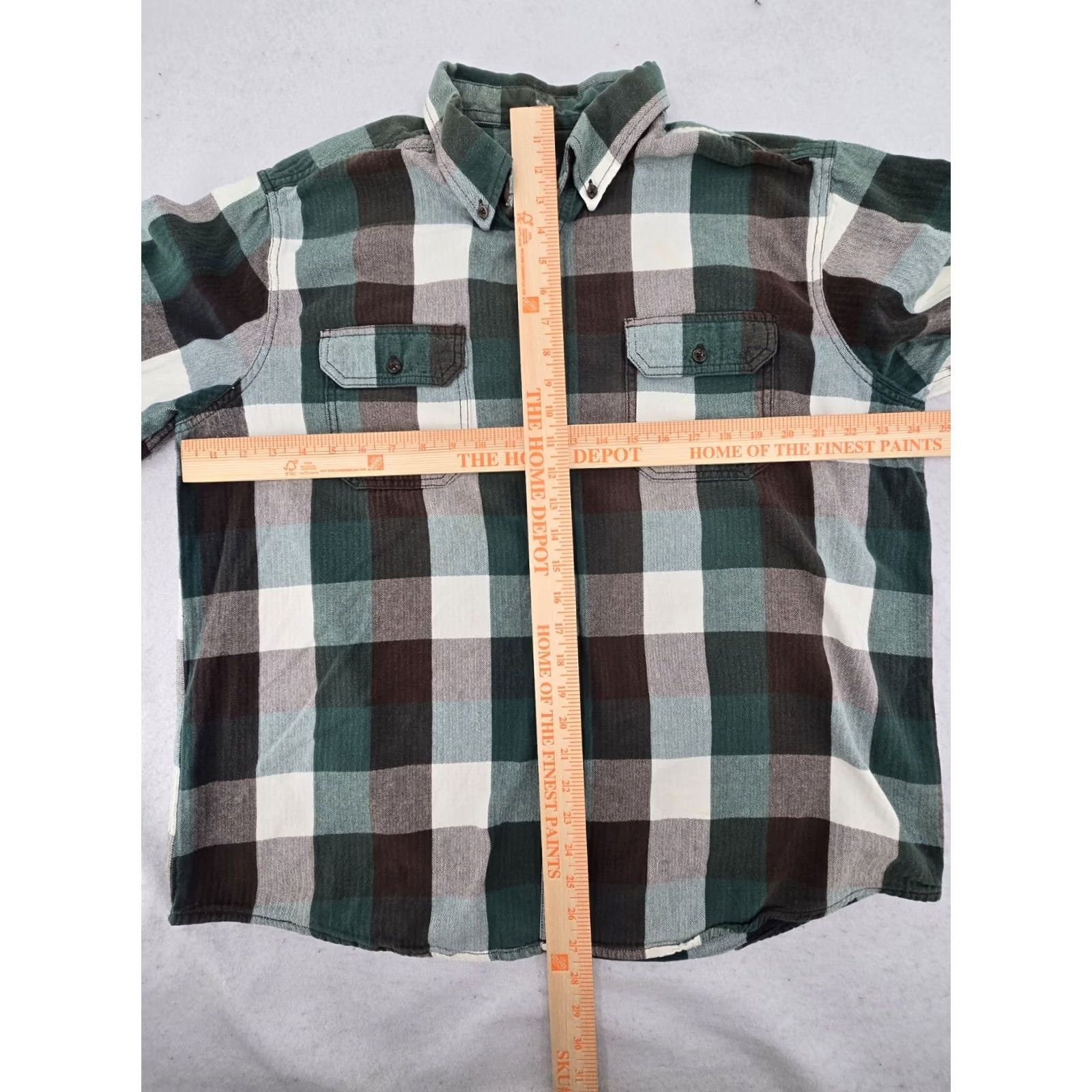 Faded Glory Faded Glory Button-Up Flannel Shirt XL Green Check Outdoor Long Sleeve Pocket Men Size US XL / EU 56 / 4 - 7 Thumbnail