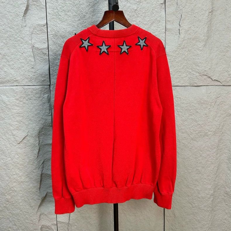 Givenchy Givenchy Classic Starred Red Star Knitted Hoodie Size US XL / EU 56 / 4 - 2 Thumbnail