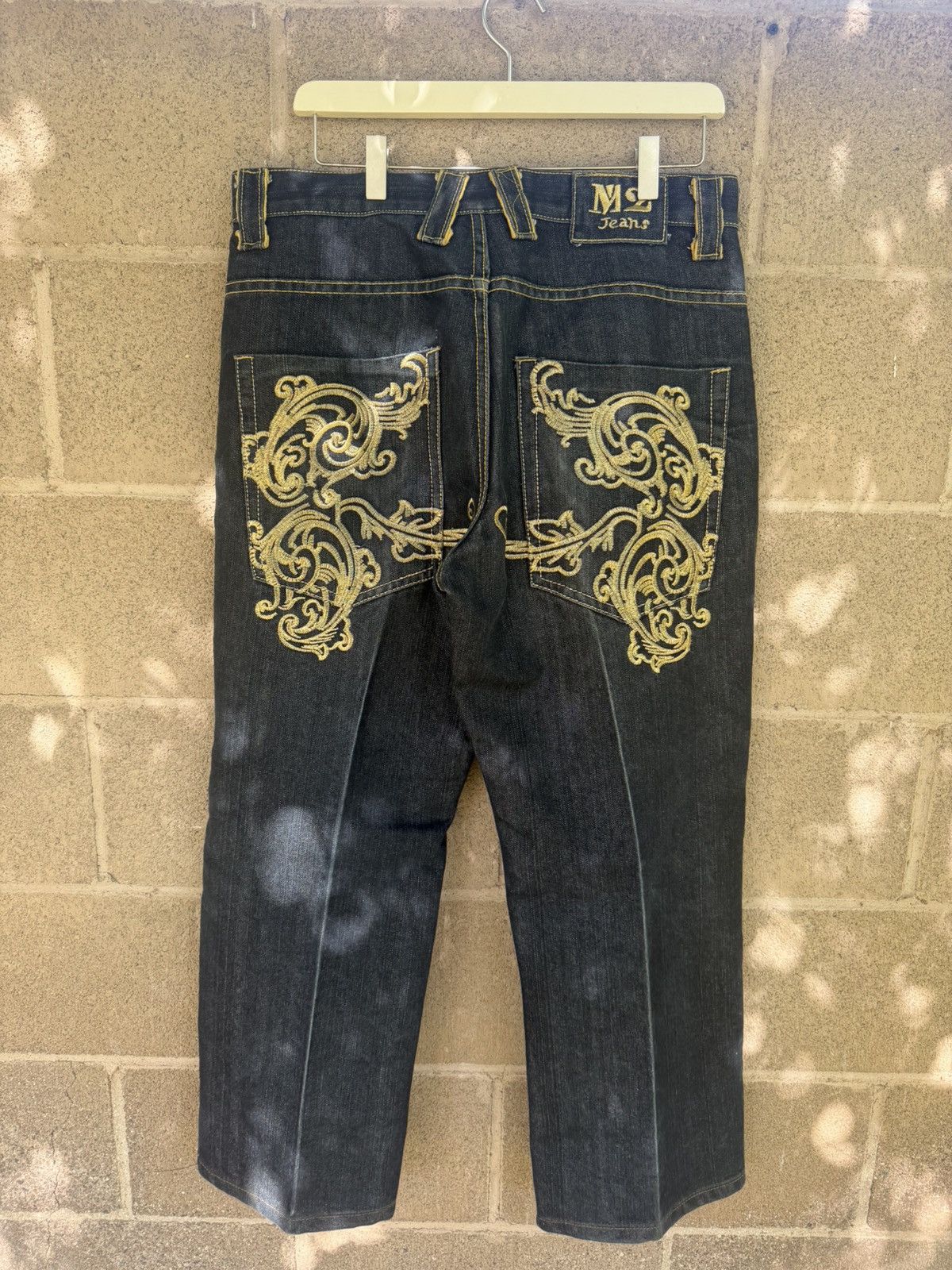 Other M2 Embroidered Dark Wash Baggy Jeans Size US 32 / EU 48 - 1 Thumbnail