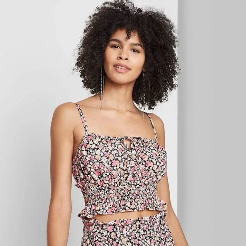 Target Basics Wild Fable Ditzy Dark Floral Smocked Crop Cami Womens Medium Size M / US 6-8 / IT 42-44 - 6 Thumbnail