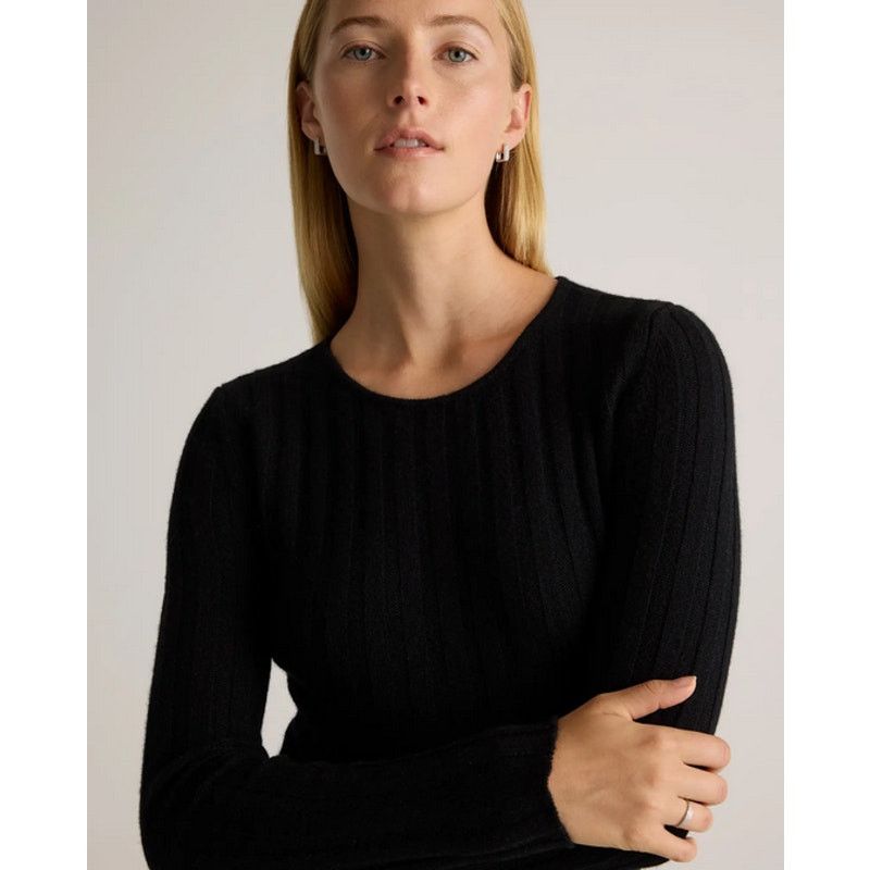 Quince Quince Black Mongolian Cashmere Wide-Rib Midi Dress XL NWT Size XL / US 12-14 / IT 48-50 - 4 Thumbnail