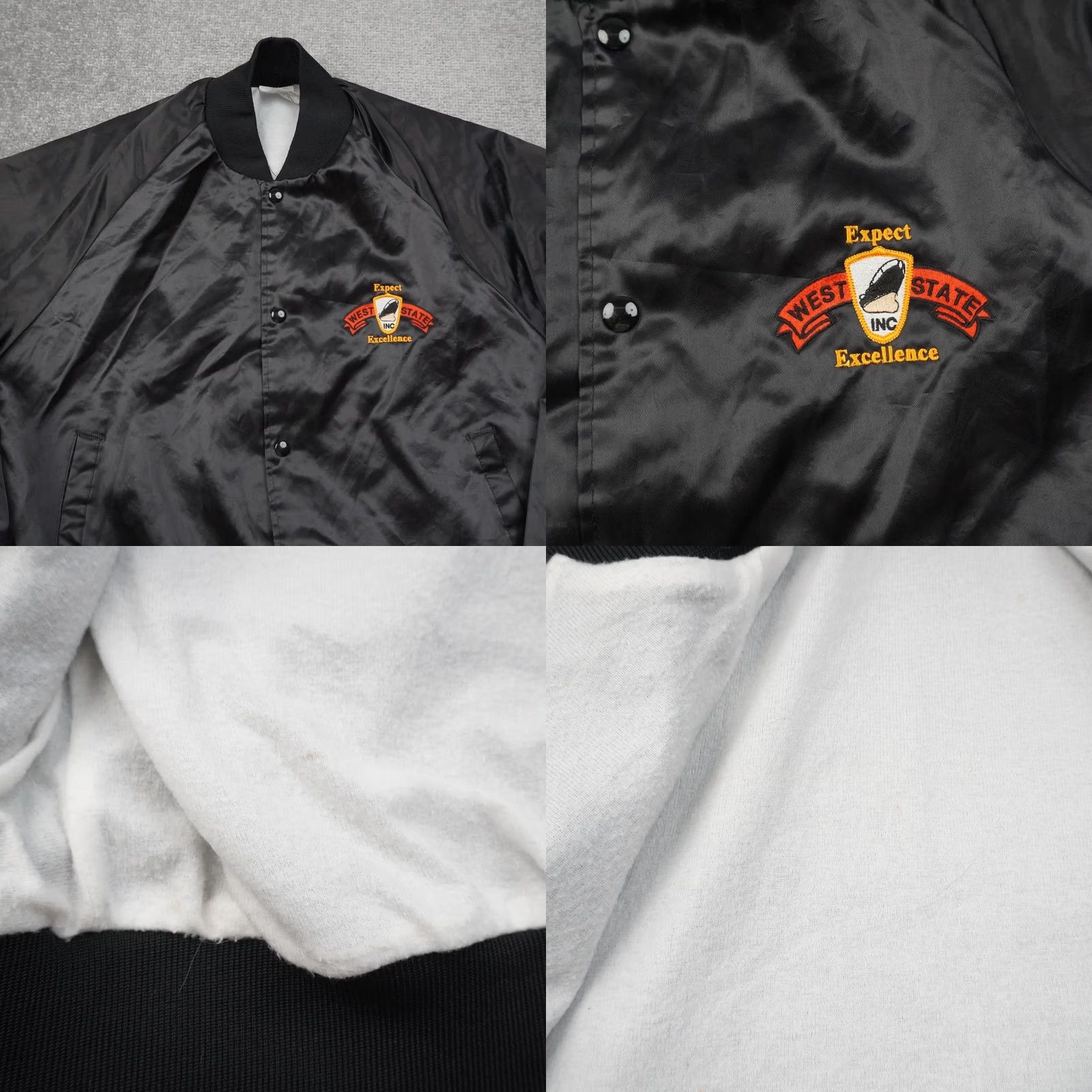 Vintage VINTAGE West State Excellence Mens Large Black Long Sleeve Satin Bomber Jacket Size US L / EU 52-54 / 3 - 8 Thumbnail