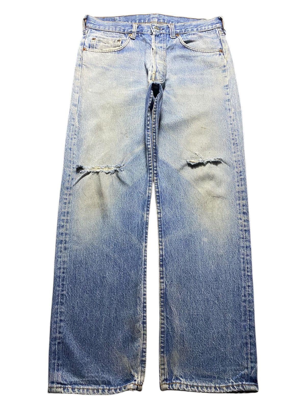 Levi's Vintage Levis 501 80s ButtonFly Distressed Loose Jeans Size US 32 / EU 48 - 1 Thumbnail