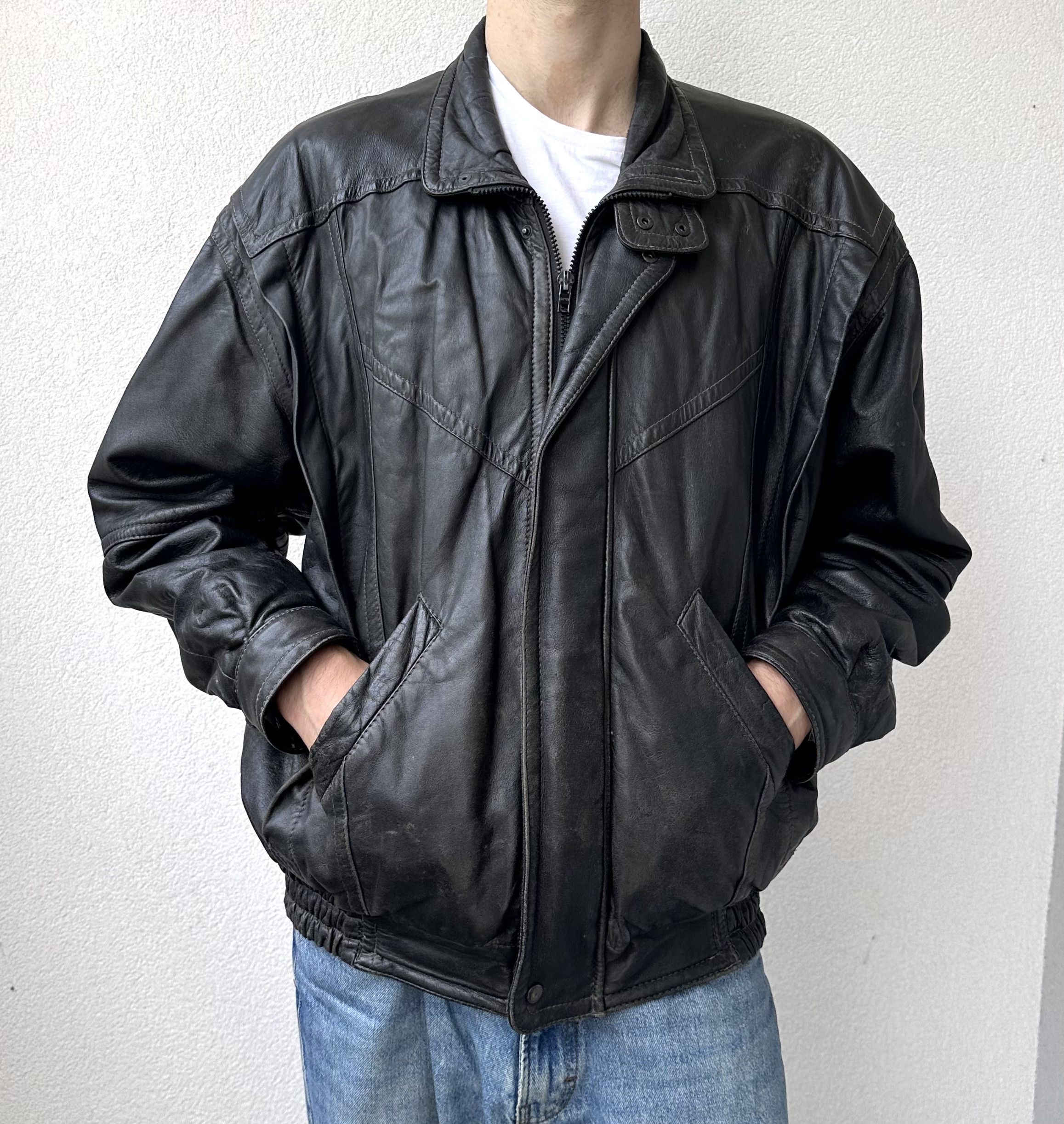 Vintage Leather jacket male boxy avant garde Size US L / EU 52-54 / 3 - 2 Thumbnail