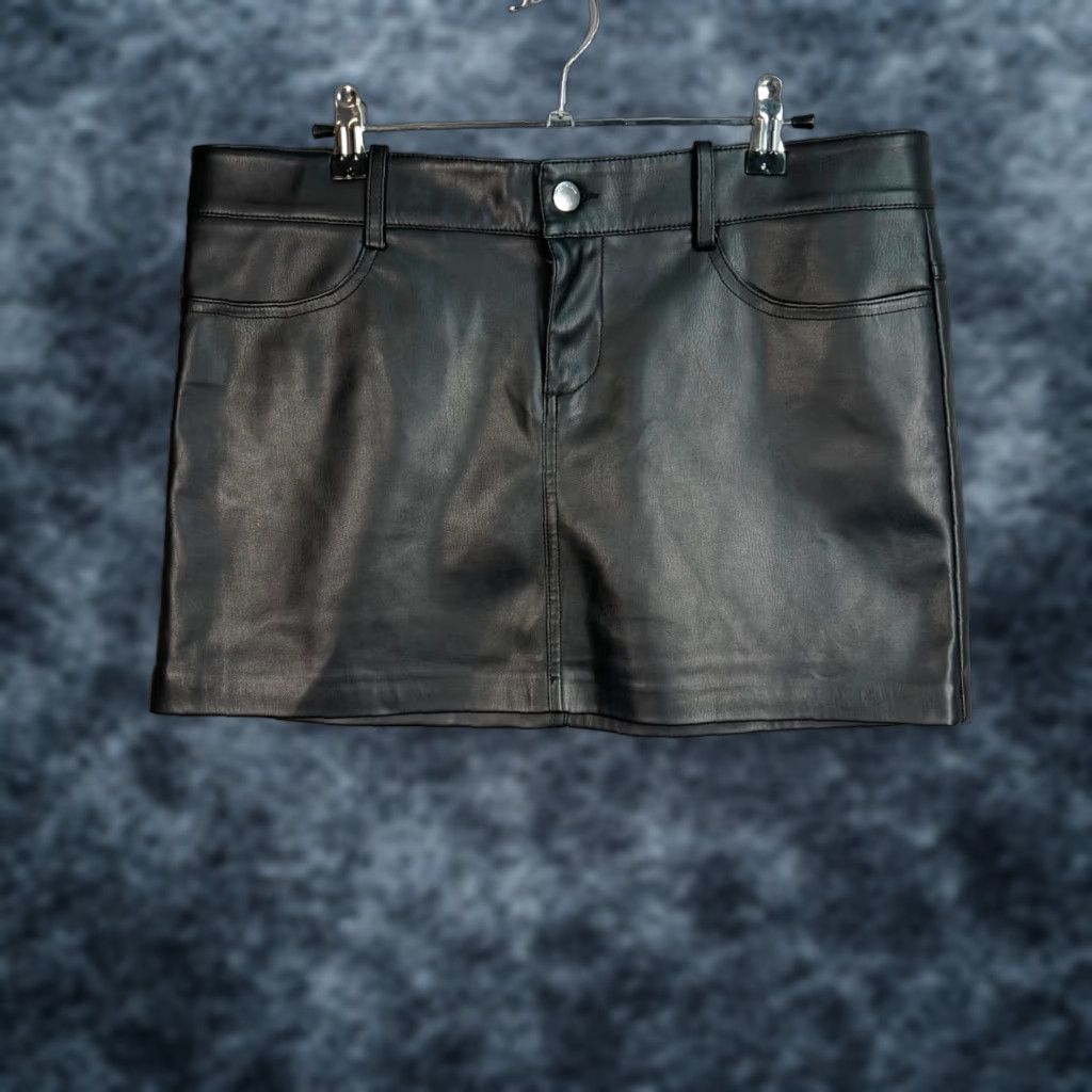 Mango Mango Black Faux Leather Mini Skirt Womens Size Medium Size 32" / US 10 / IT 46 - 1 Thumbnail