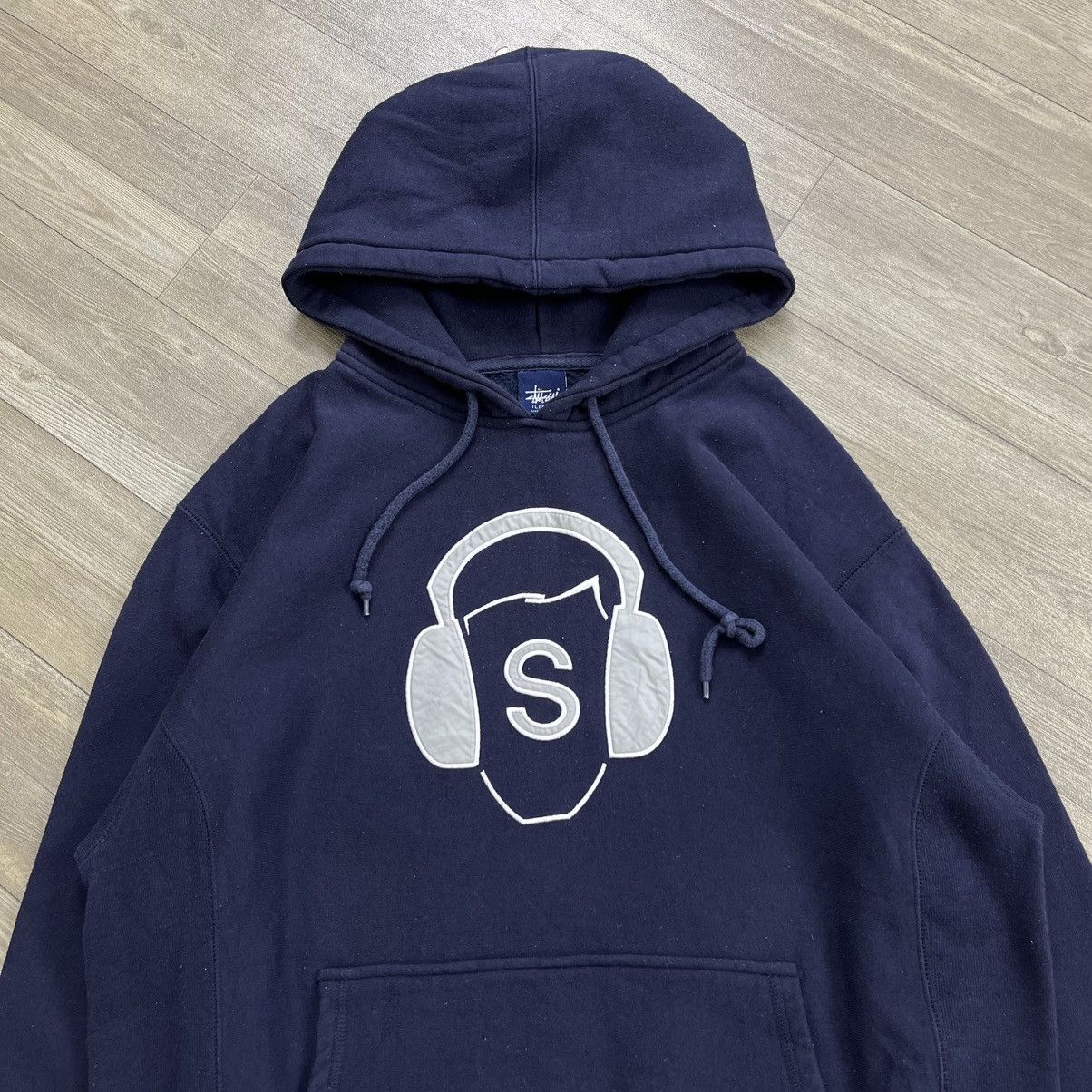Stussy 1990s Vintage Stussy Headphone Logo S Embrodiery Navy Hoodie Size US L / EU 52-54 / 3 - 2 Thumbnail