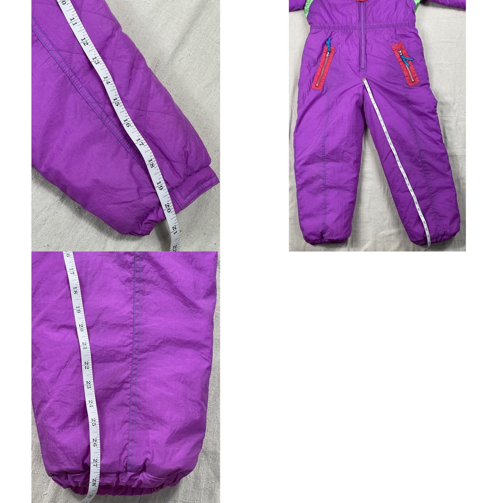 Vintage VINTAGE New Moves SPORT One Piece Snowsuit Kid Teens Neon Purple Quilted Zip Snap Pockets Long Sleeve Winter 16.5 Size XXL / US 16-18 / IT 52-54 - 8 Thumbnail