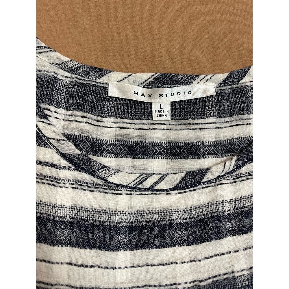 Other Max Studio Black White Stripes Mini Sleeveless Cotton Dress Size L / US 10 / IT 46 - 6 Thumbnail