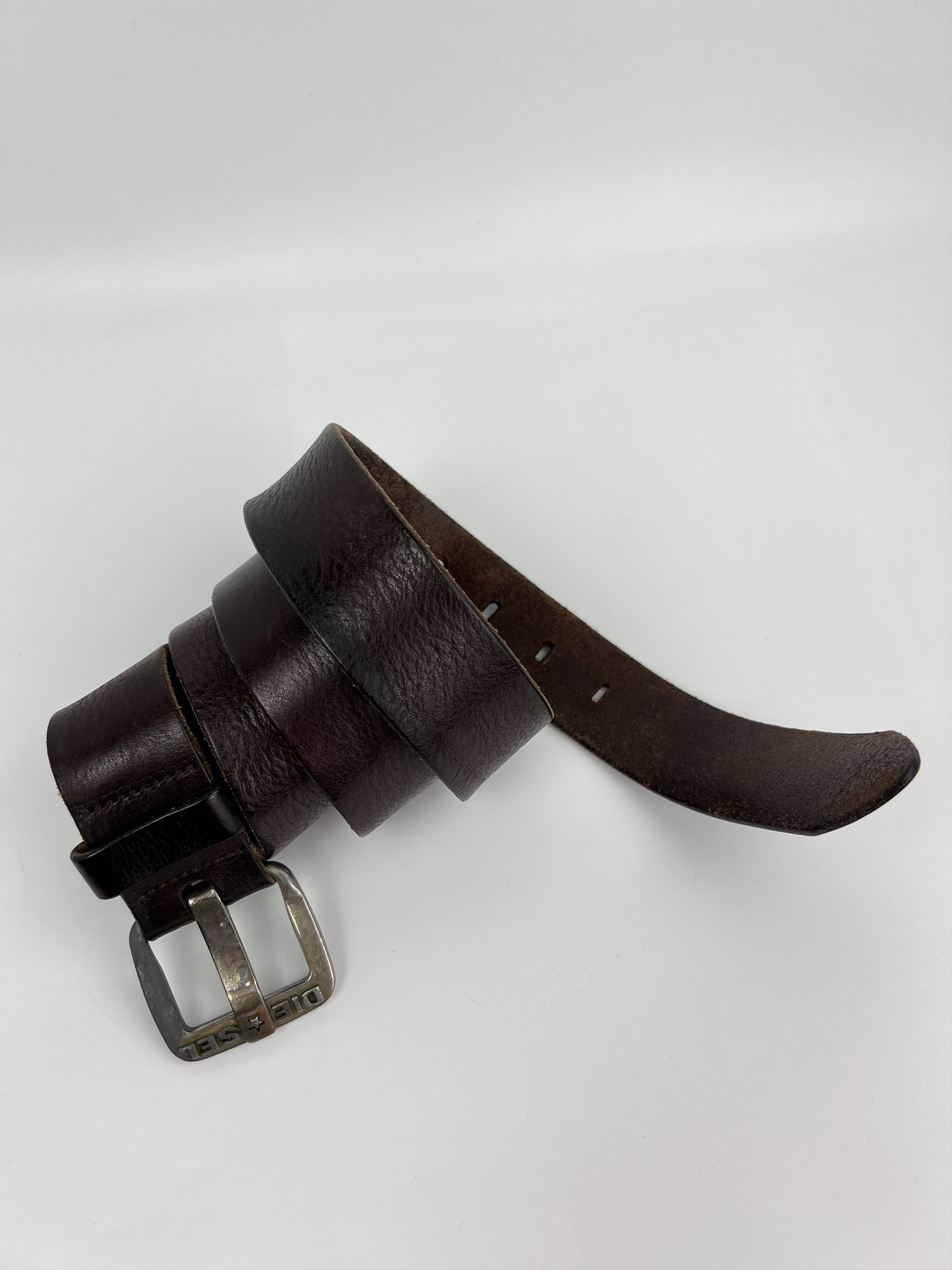 Diesel Vintage y2k Diesel Logo Buckle Brown Leather Belt Size ONE SIZE - 3 Thumbnail