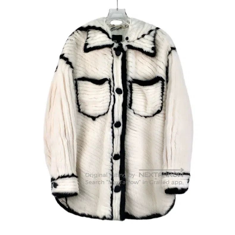 Fendi White Edge Design Mulberry Silk Collar Hooded Single