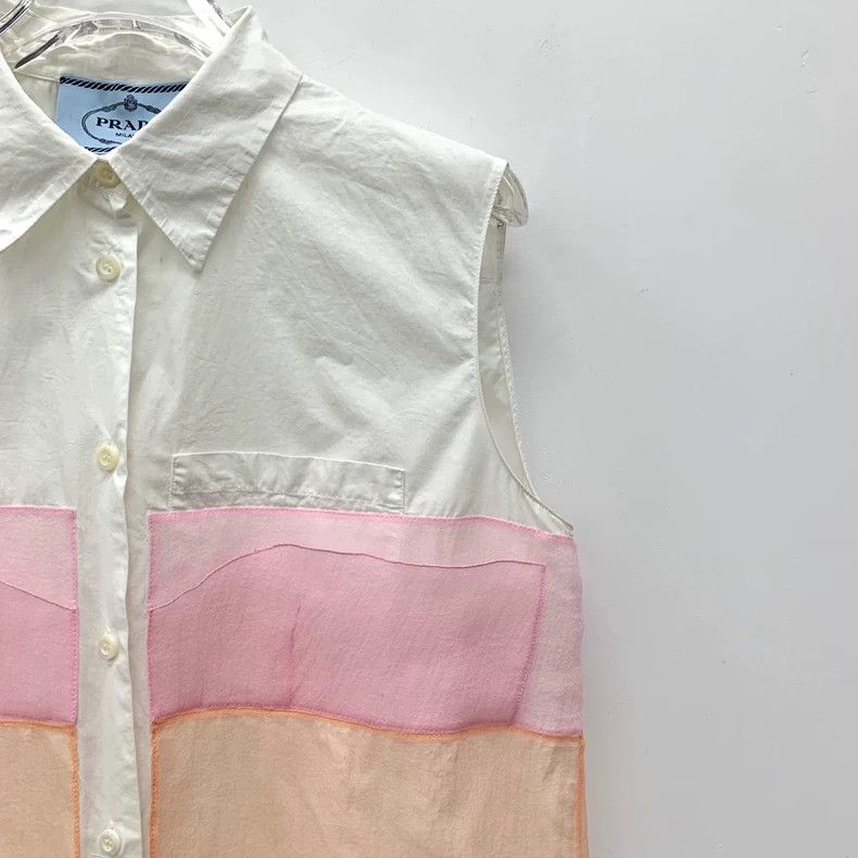 Prada Prada Color-blocked lace cotton lapel single-breasted slee Size S / US 4 / IT 40 - 3 Thumbnail