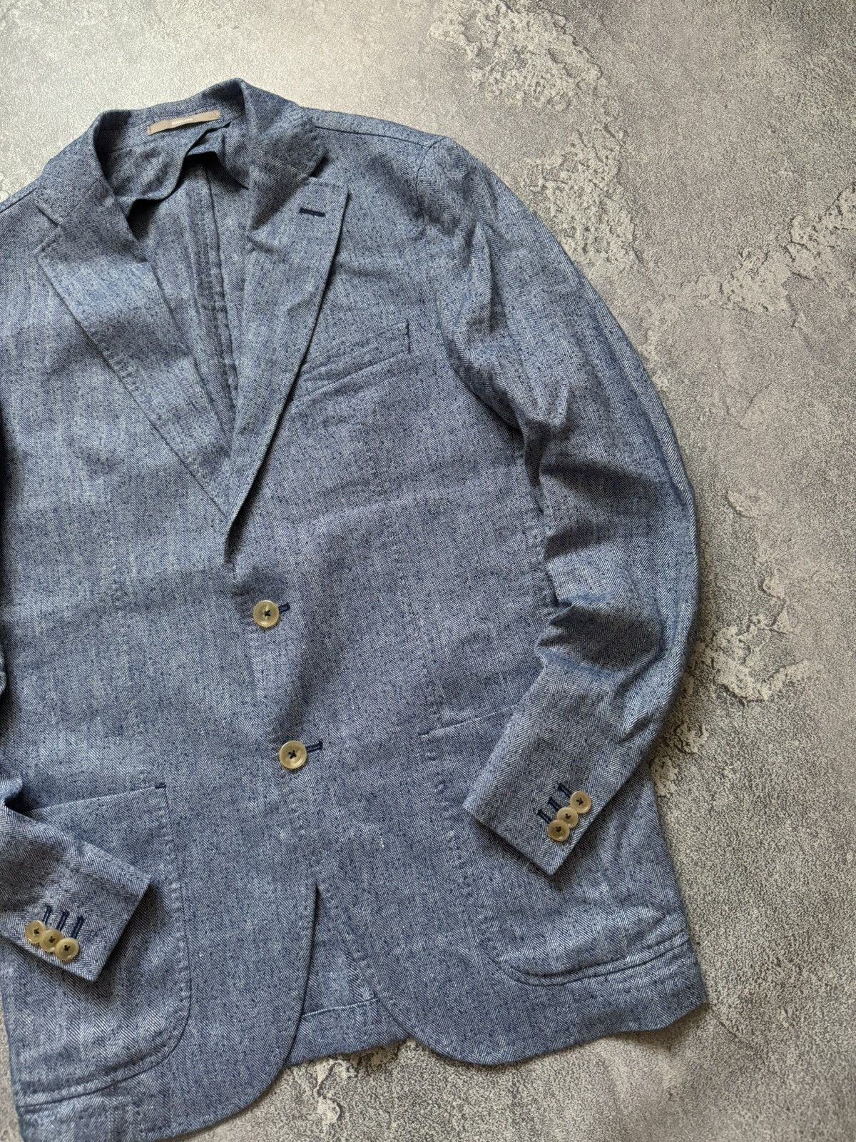 Paoloni Paoloni size50 linen buttonup blazer sport coat jacket light Size 50R - 4 Thumbnail