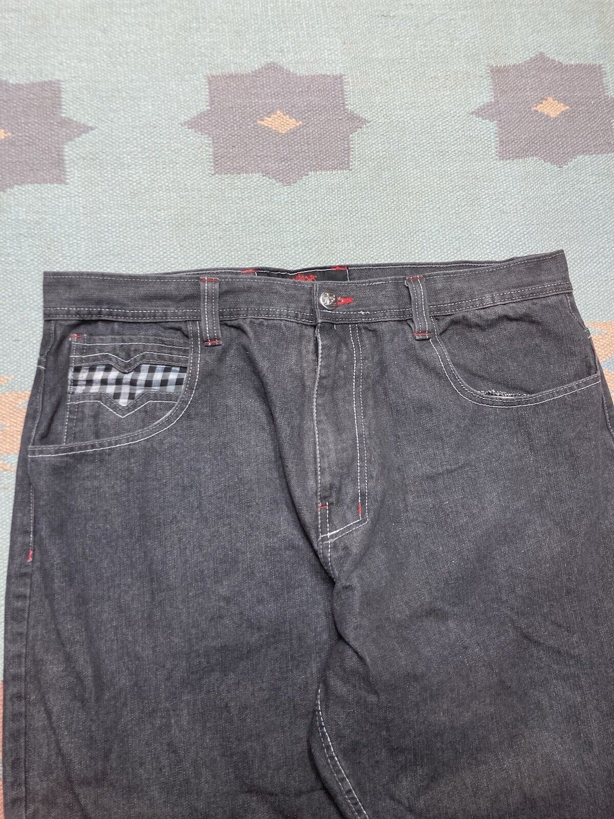 JNCO × Vintage VTG y2k baggy jeans black plaid checkered wide skater 40x31 Size US 40 / EU 56 - 6 Thumbnail