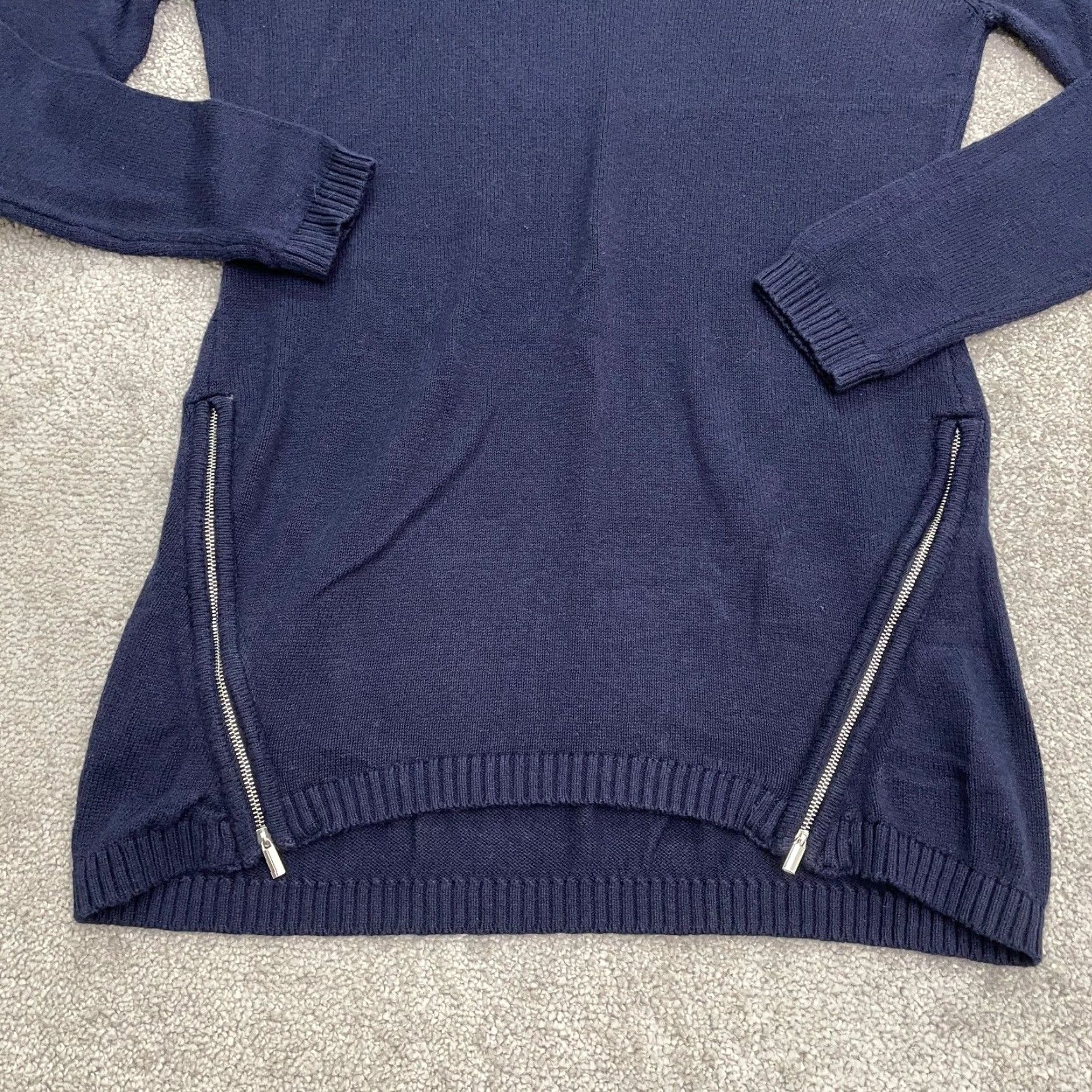 Vintage New York & Company Sweater Women M Navy Blue Boat Neck Knit Pullover Casual Womens Size M / US 6-8 / IT 42-44 - 3 Thumbnail