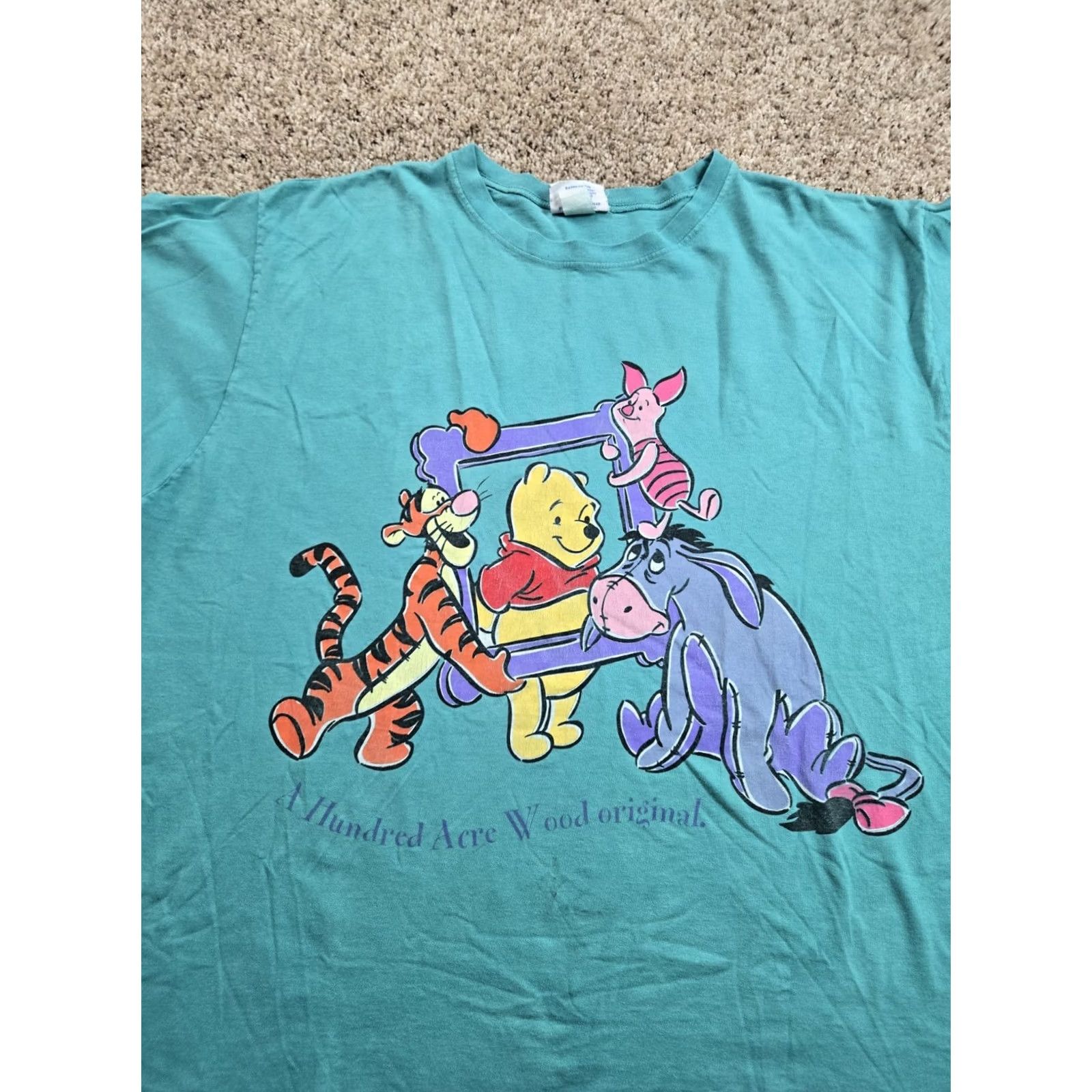 Disney VINTAGE Disney Winnie The Pooh T Shirt 3XL Mens Teal Blue Short Sleeve Tigger 90s Shirt Mens 90s Cartoon Classic Disney Size US XXL / EU 58 / 5 - 5 Thumbnail