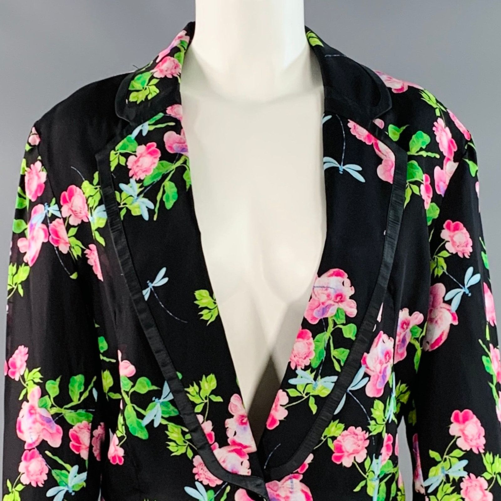 Cynthia Rowley Multi Color Silk Twill Floral Notch Lapel Jacket Blazer Size M / US 6-8 / IT 42-44 - 2 Thumbnail