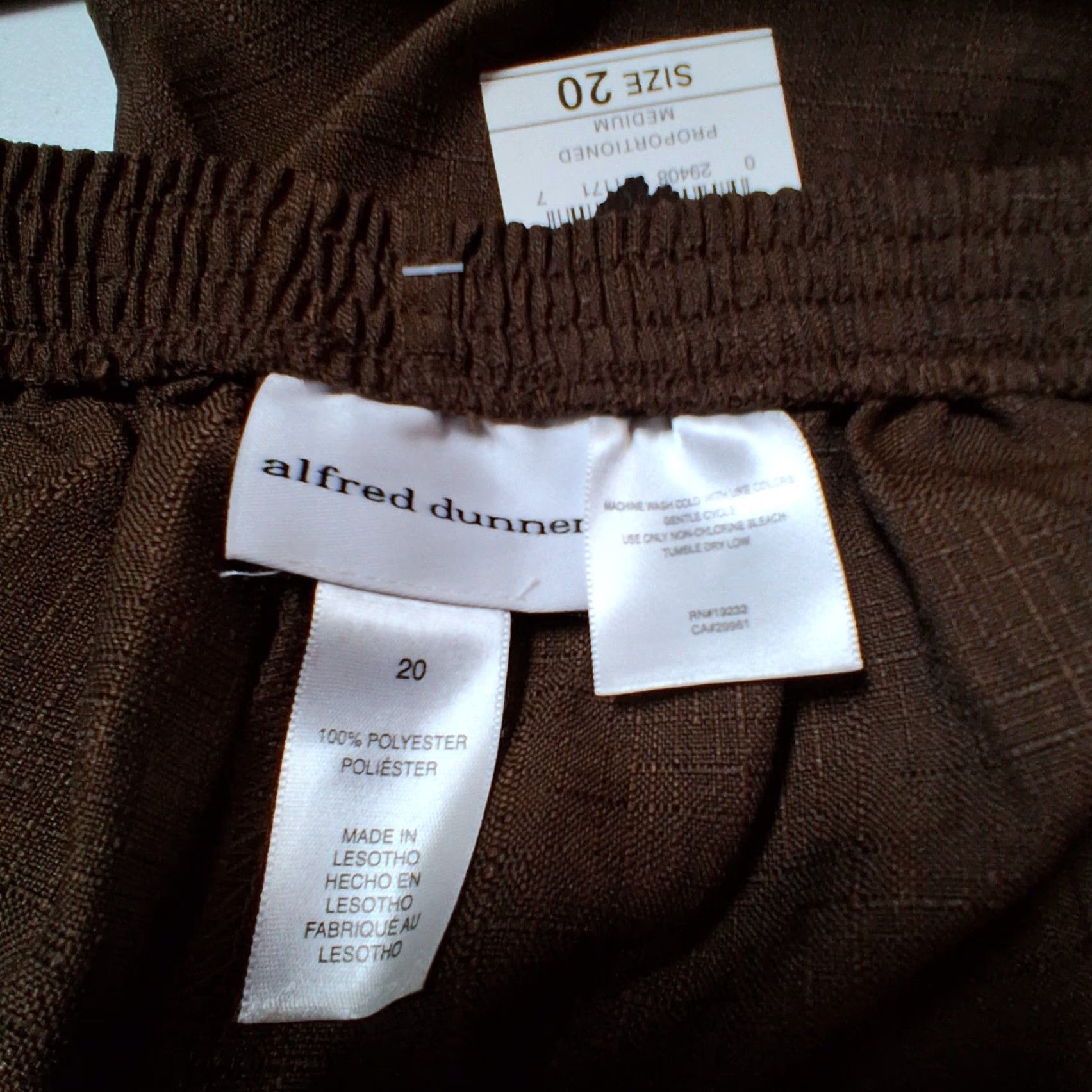 Vintage VINTAGE Alfred Dunner Pants Plus Size 20 Brown Woven Slacks Elastic Waist Pull On Dress Pants Women Size 42" / US 20 - 5 Thumbnail