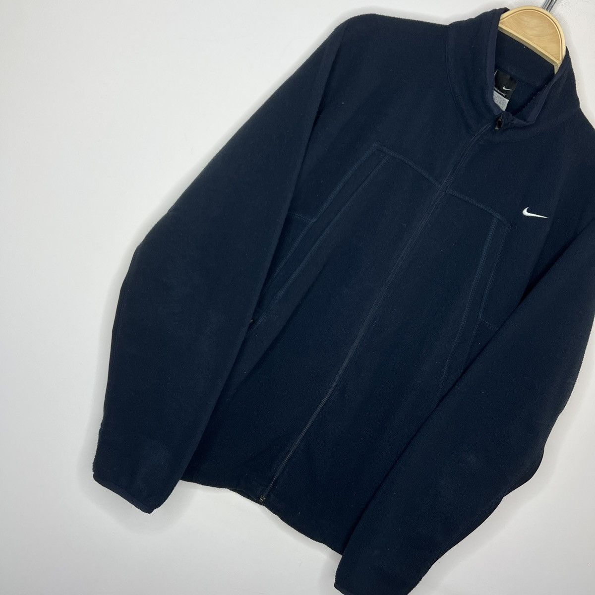 Nike × Vintage Vintage Y2K Nike Zip Fleece Jacket Navy Swoosh Logo 90s Size US L / EU 52-54 / 3 - 4 Thumbnail