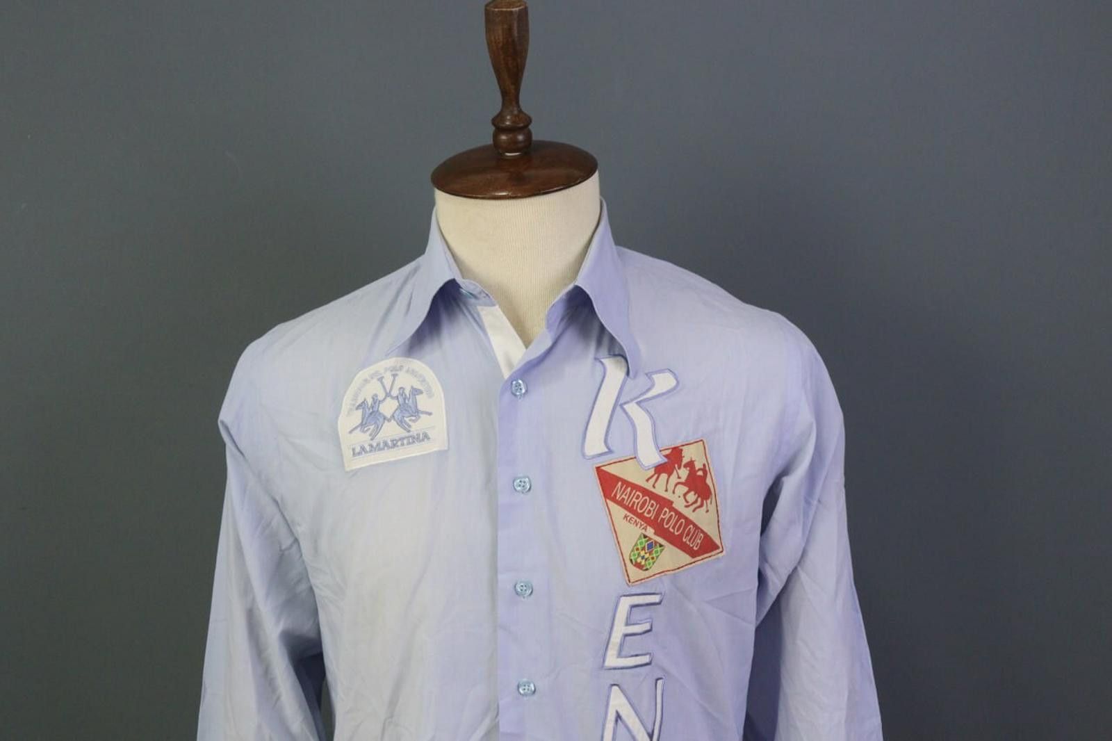 La Martina LA MARTINA Blue Cotton Collared Regular Fit Shirt Size L Size US L / EU 52-54 / 3 - 2 Thumbnail