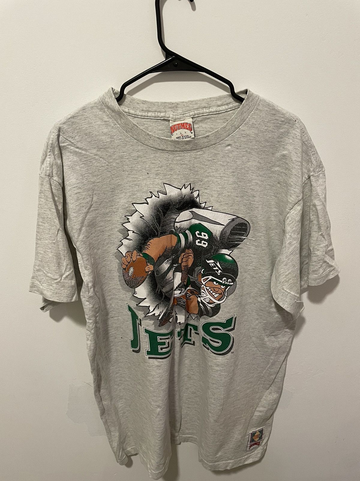 Nutmeg 1993 NFL New York Jets Jack Davis Animation T-Shirt Size XL / US 12-14 / IT 48-50 - 1 Thumbnail