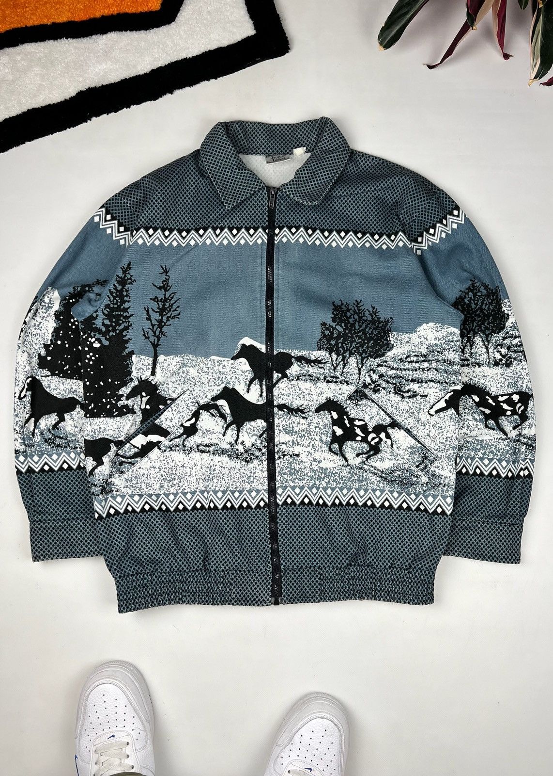 image of Animal Tee x Avant Garde Jacques Lorant “Wild Horses” Jacket in Navy, Men's (Size Large)