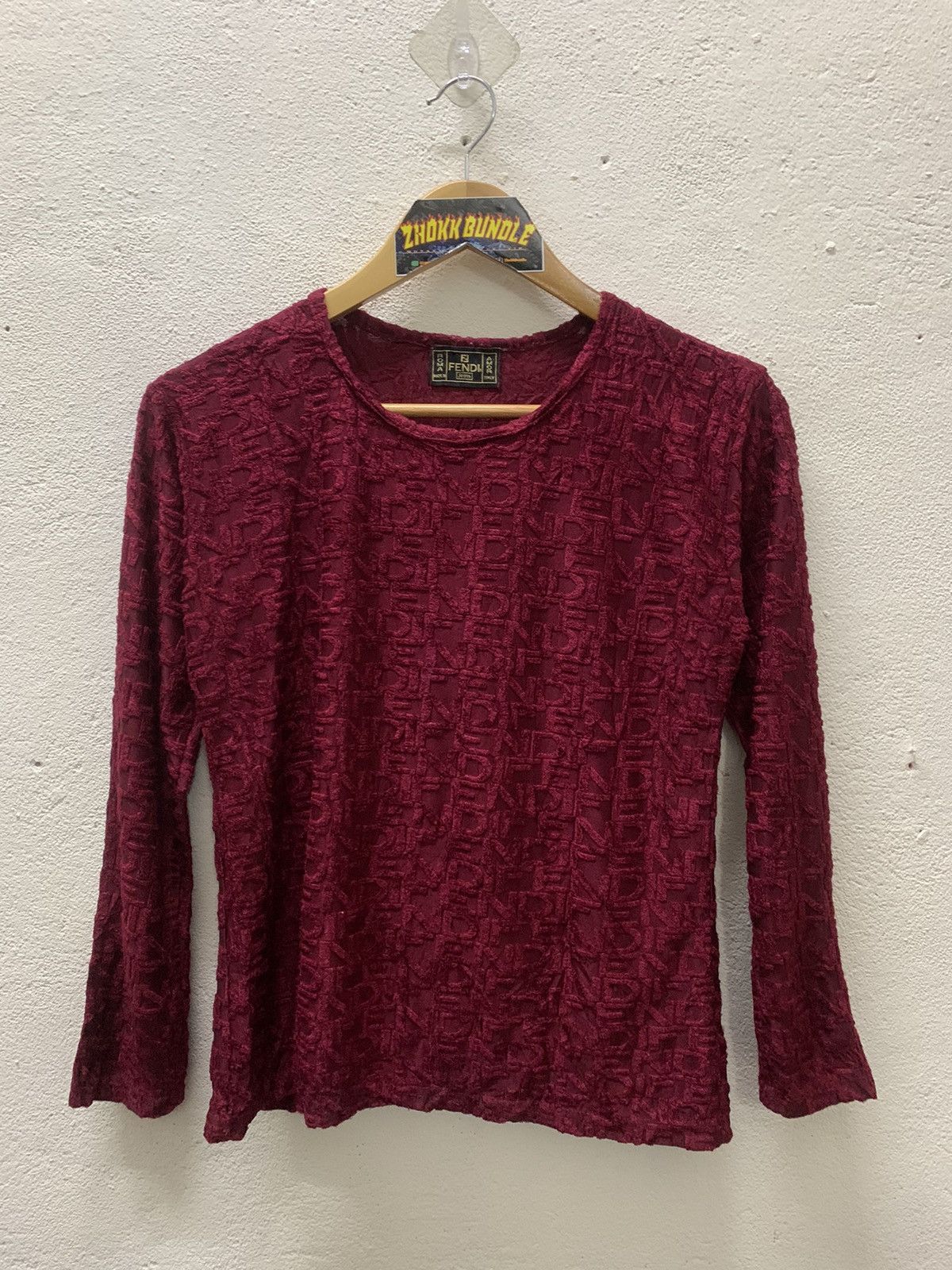 Fendi Fendi Roma Mesh Top Long Sleeve Monogram Script Size S / US 4 / IT 40 - 1 Thumbnail