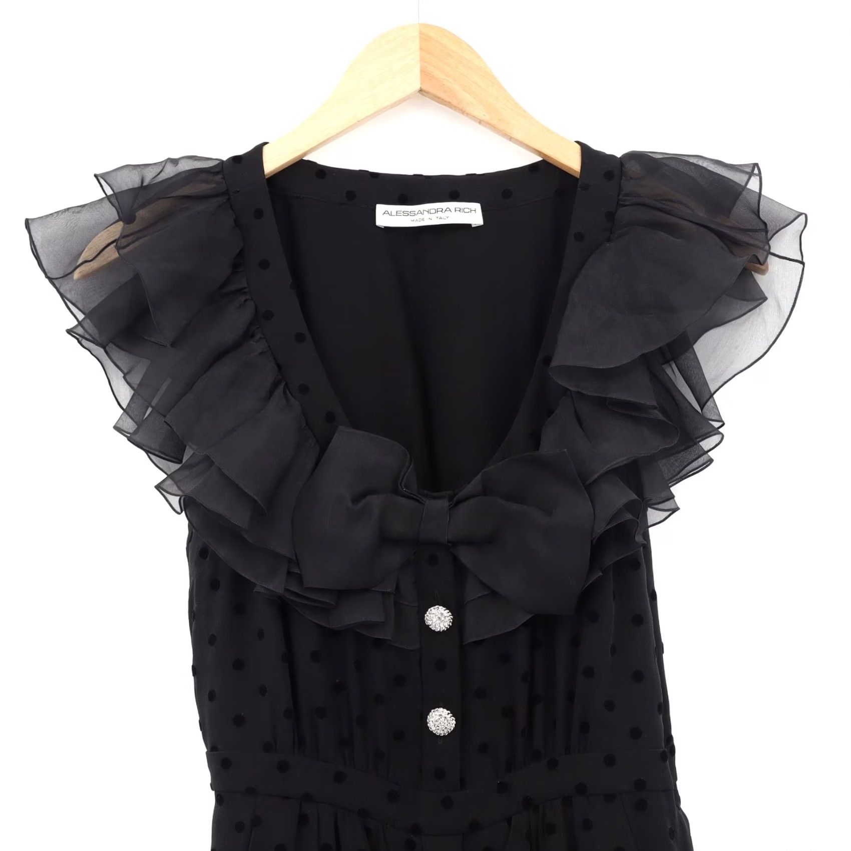 Alessandra Rich ALESSANDRA RICH Dress Polka Dot Silk Lace Midi Black SZ2 Regular Women’s Sleeveless Round Neck Zip Dry Clean Only Size XS / US 0-2 / IT 36-38 - 3 Thumbnail