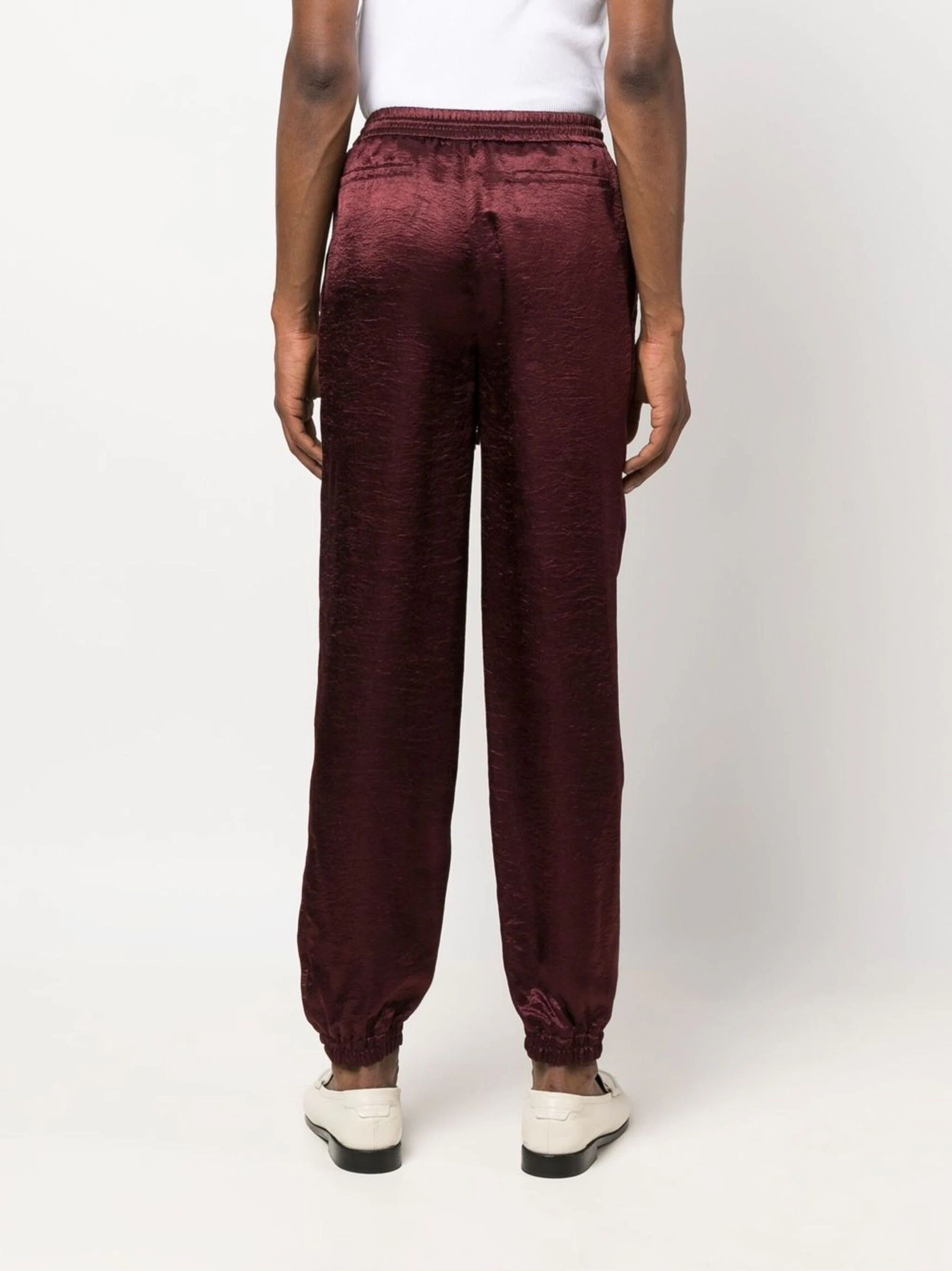 Saint Laurent Paris Saint Laurent Drawstring Track Pants - Burgundy Satin Size US 34 / EU 50 - 4 Thumbnail