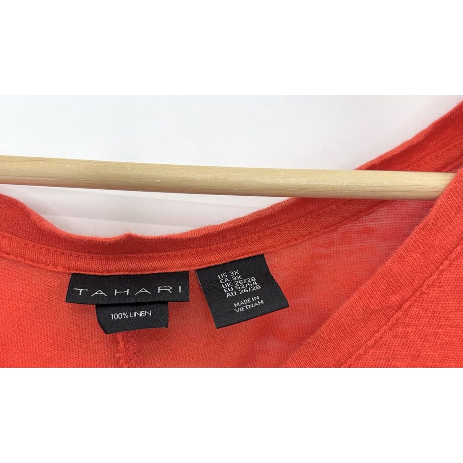Vintage Tahari Linen Tee Shirt Plus Size 3x Red Orange V-Neck Cropped? Boho Women Size XXL / US 16-18 / IT 52-54 - 6 Thumbnail