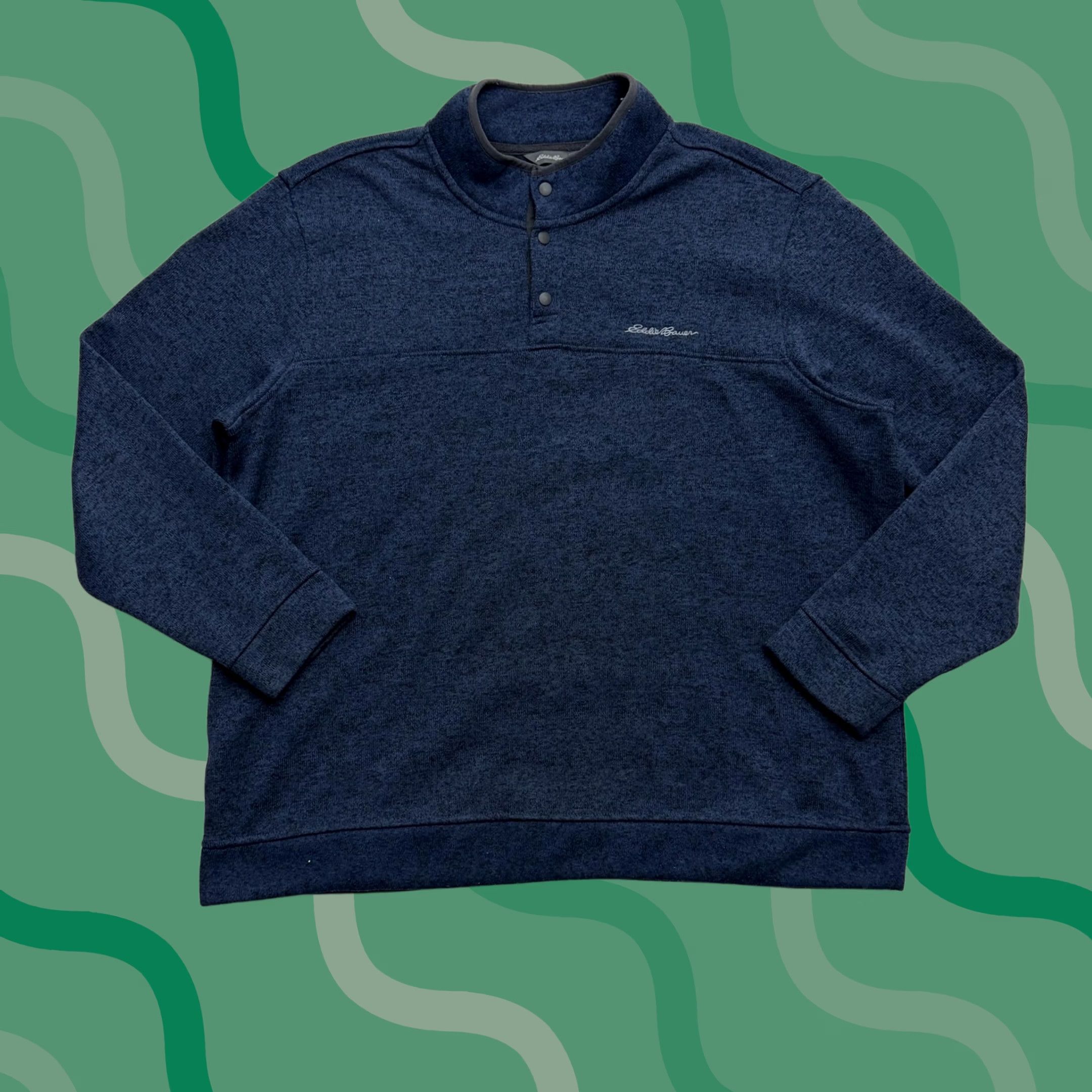 Eddie Bauer VINTAGE? No. Eddie Bauer Sweatshirt Henley Mens 3XL Blue Fleece Snap Mock Neck Pullover Size US XXL / EU 58 / 5 - 1 Thumbnail