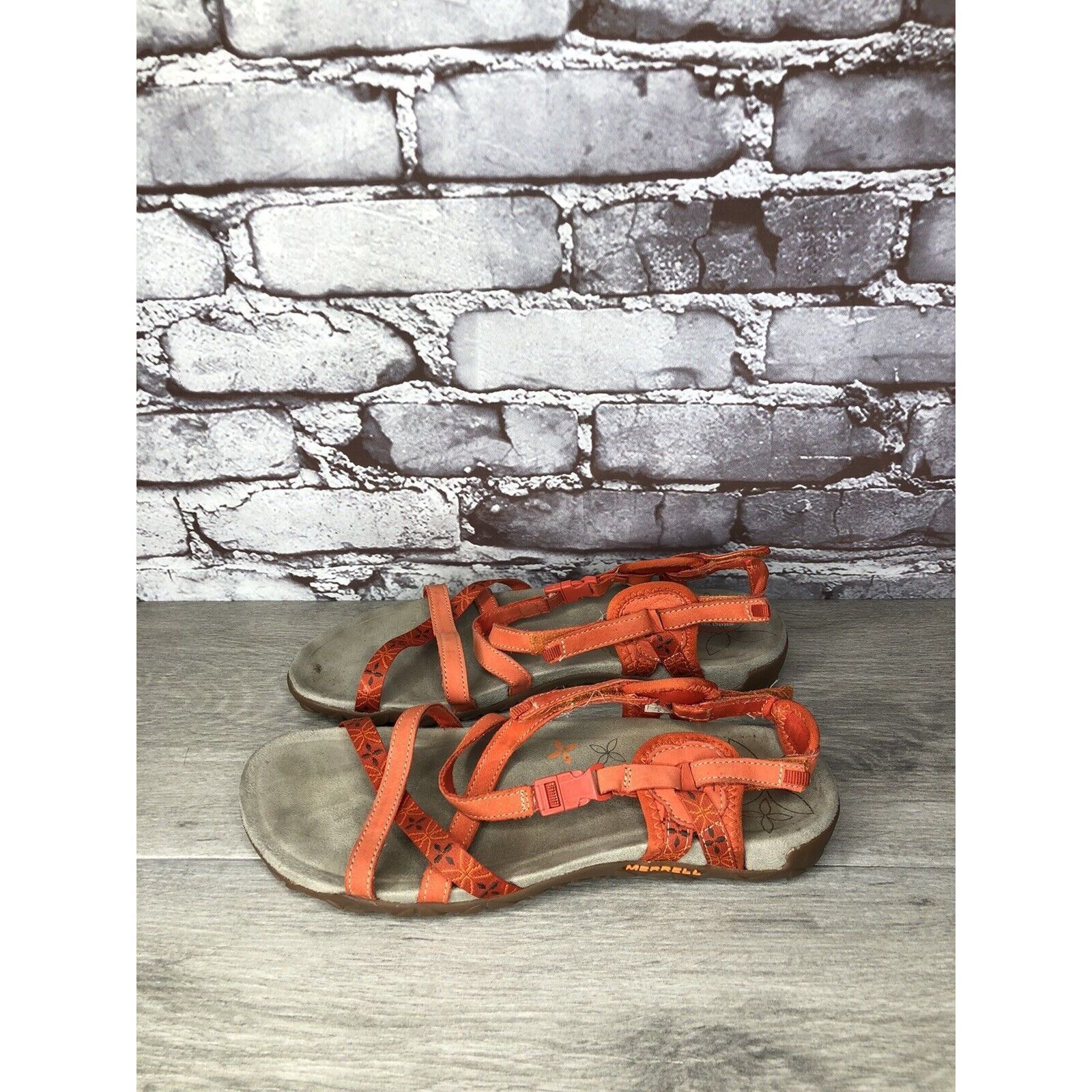 Merrell Merrell Terran Lattice Orange Strappy Hook & Loop Sandals Wo Size US 10 / IT 40 - 4 Thumbnail