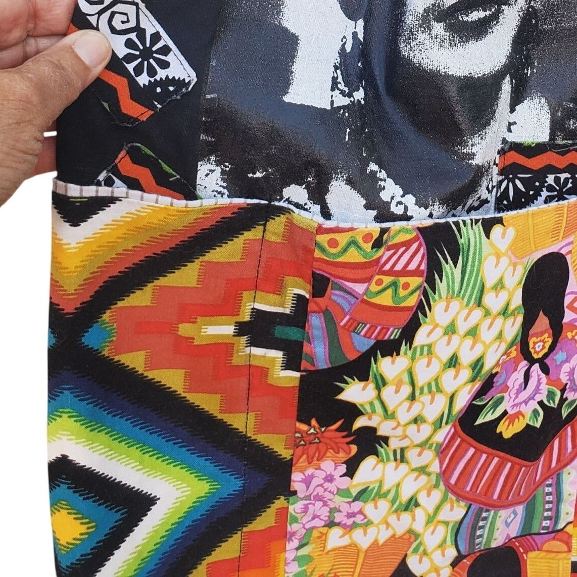 Handmade Frida Kahlo Bib Apron Colorful Handmade Black Cotton Plus Si Size XXL / US 16-18 / IT 52-54 - 5 Thumbnail