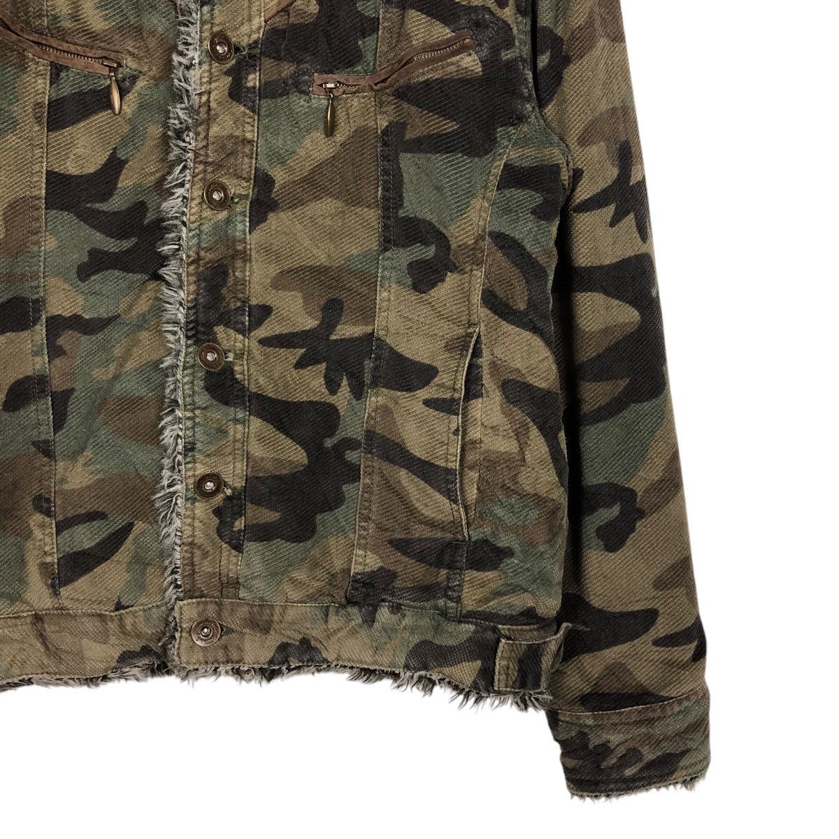 Japanese Brand 📌Vintage Biker Jacket Camouflage Mink Fur Fleece Blanket Size US L / EU 52-54 / 3 - 6 Thumbnail