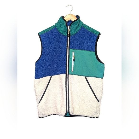 Zara Zara Colorblock Sherpa Fleece Vest EUR 40 M Blue Teal Cream Size US M / EU 48-50 / 2 - 1 Thumbnail