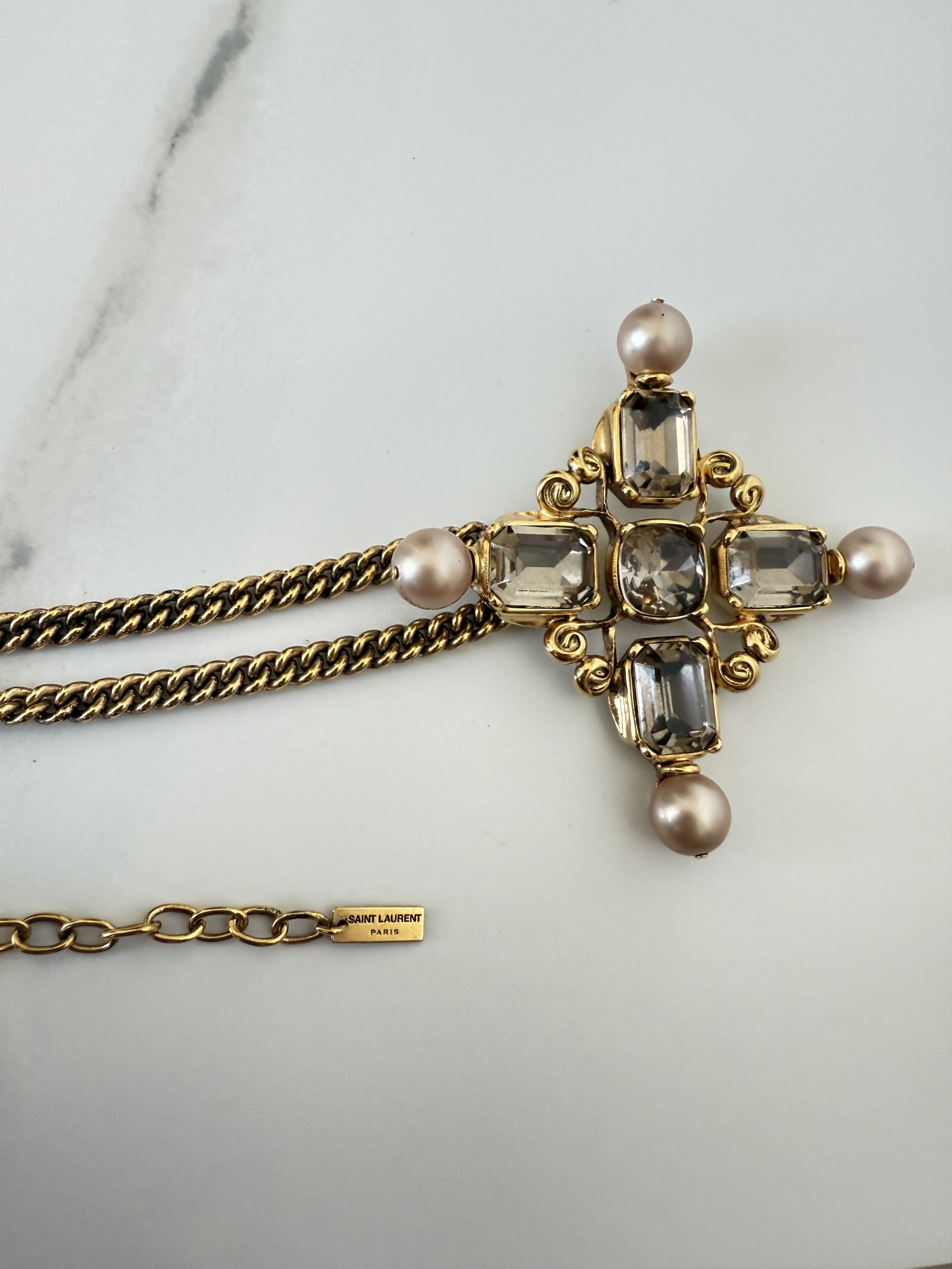 Saint Laurent Paris Saint Laurent Baroque Cross Charm Necklace Size ONE SIZE - 4 Thumbnail