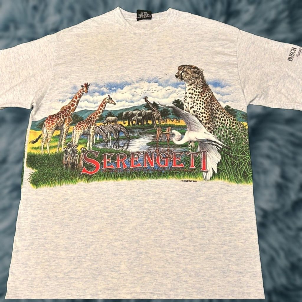 Doublet VINTAGE Busch Gardens Tampa Serengeti Nature Double Sided Shirt Mens L Gray 90s VTGUS Vintage Nature 1990s Animals Shirts Mens L Size US L / EU 52-54 / 3 - 1 Thumbnail