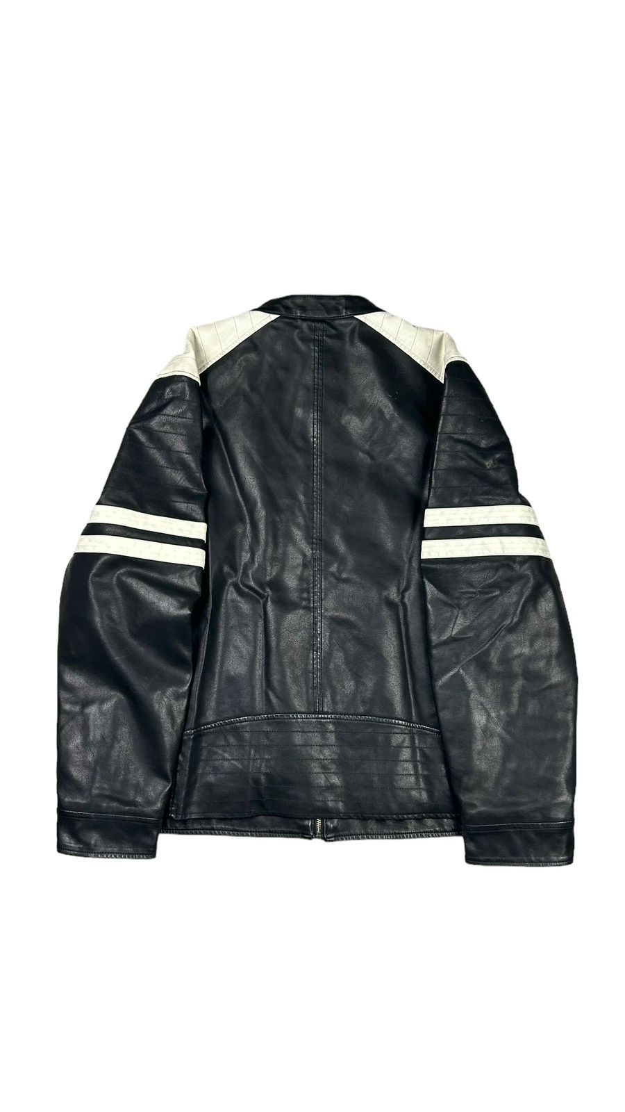 Japanese Brand × Wilsons Leather Early 2000s Archival Wilson’s Leather Striped Moto Jacket Size US XL / EU 56 / 4 - 2 Thumbnail
