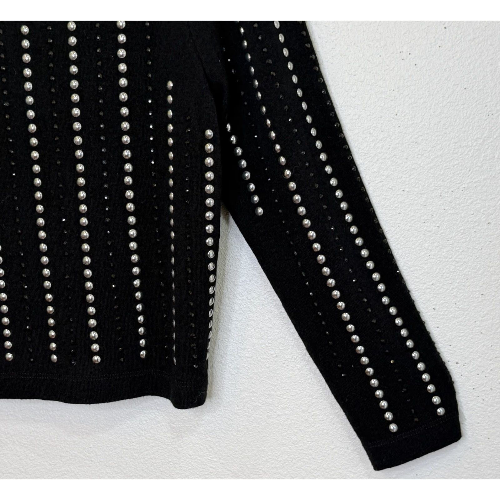 Vintage Vocal USA Sweater Womens M Black Studded Long Sleeve Pullover Round Neck Back Gothic Biker Moto Casual Office Fall Winter Size M / US 6-8 / IT 42-44 - 3 Thumbnail