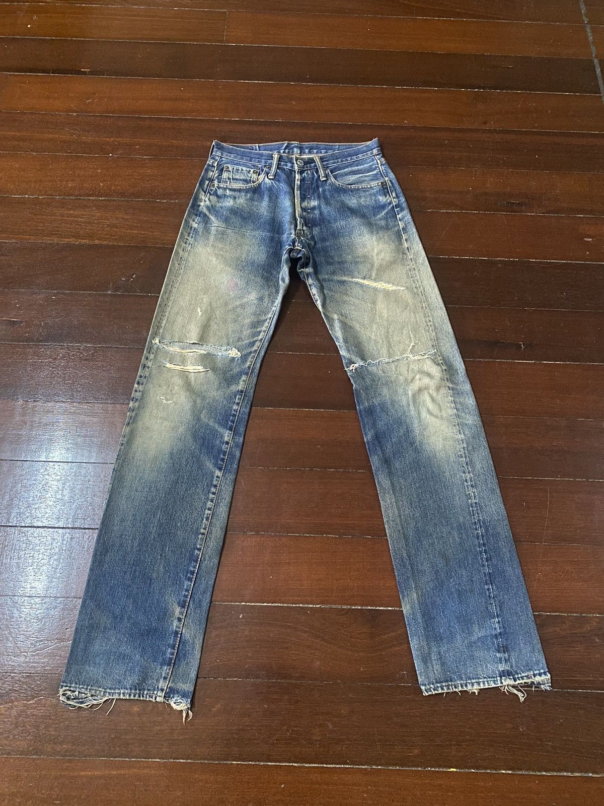 Denime Vintage denime Distress Mud wash Denim Selvedge Jeans Size US 29 - 1 Thumbnail