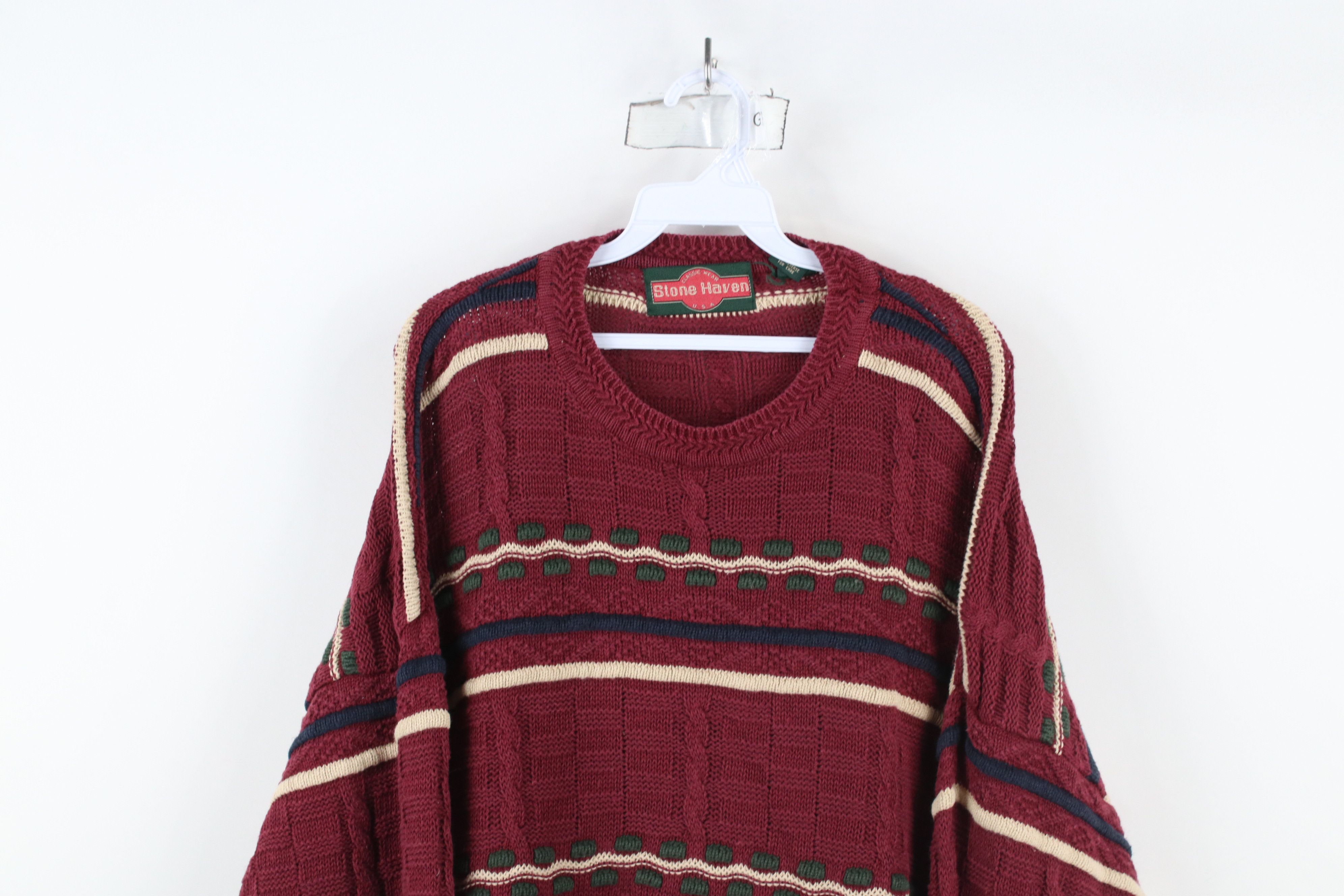 Vintage Vintage 90s Streetwear Textured Cable Knit Dad Sweater Size US L / EU 52-54 / 3 - 2 Thumbnail