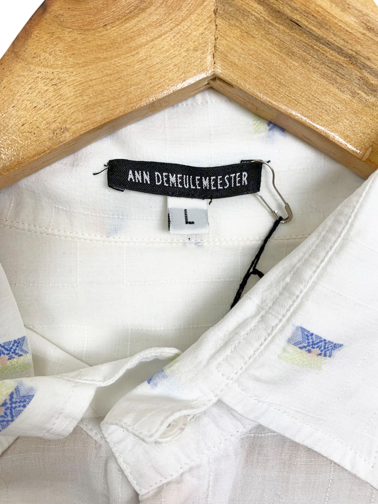 Ann Demeulemeester 2000's White Floral Pattern Shirt Size US L / EU 52-54 / 3 - 6 Thumbnail