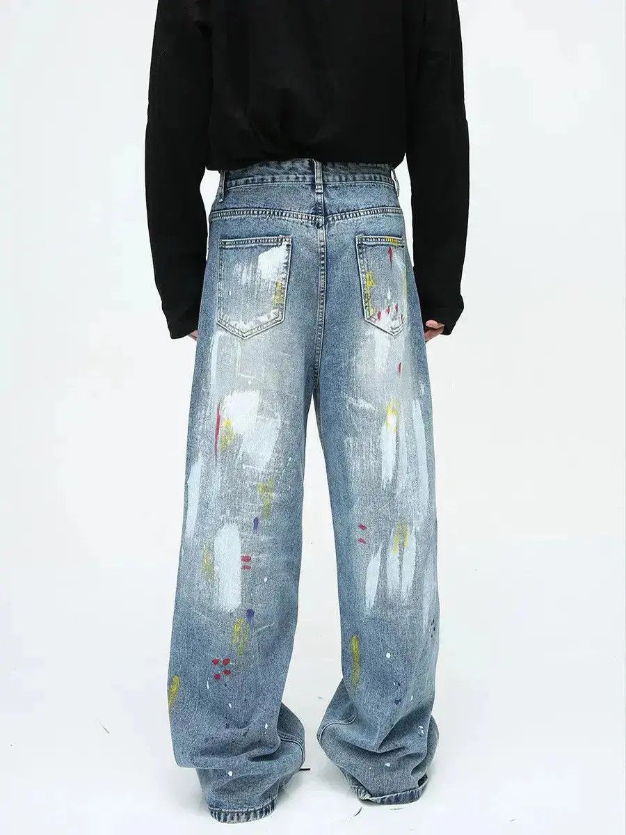 Japanese Brand Retro High Street Graffiti Loose Casual Jeans Size US 32 / EU 48 - 2 Thumbnail