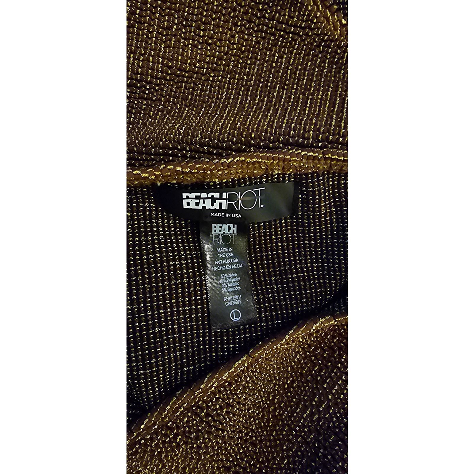 Beach Riot × Free People New Ritzy Celine One-Piece $170 LARGE Brown Metallic Size L / US 10 / IT 46 - 4 Thumbnail