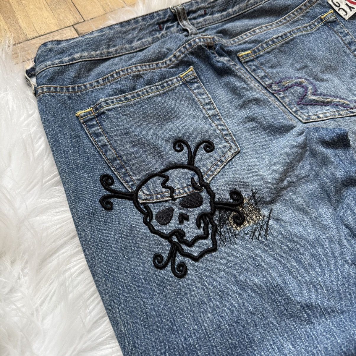 If Six Was Nine 📌 Vintage Ra.Re Y2K Ed Hardy style Bootcut Low Rise Jeans Size 28" / US 6 / IT 42 - 6 Thumbnail