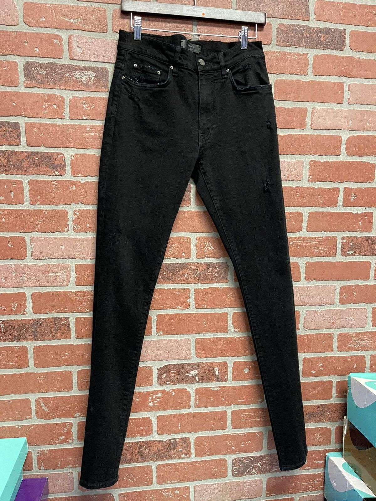 Amiri Size 31 - AMIRI Stacked Skinny Jeans Black Distressed Size US 31 - 2 Thumbnail