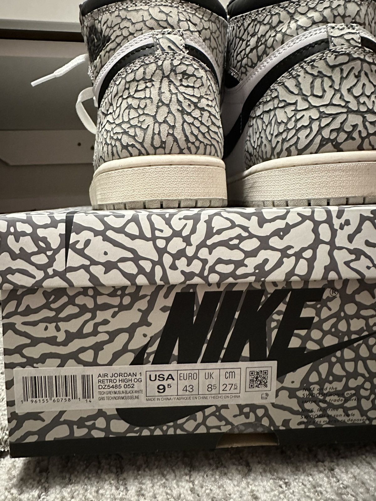 Jordan Brand Jordan 1 High White Cement Size US 9.5 / EU 42-43 - 4 Thumbnail