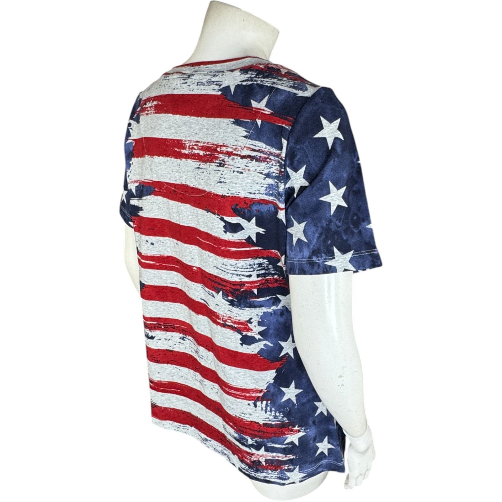 Denim & Co. Denim & Co. American Flag Short Sleeve V-Neck Top Small Size S / US 4 / IT 40 - 5 Thumbnail