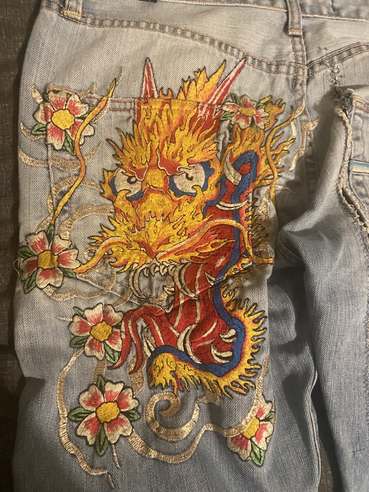 Christian Audigier × Ed Hardy Vintage Christian Audigier Embroidered Jeans Size US 32 / EU 48 - 6 Thumbnail